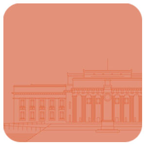 Auckland War Memorial Museum - Minimal Line Art - Coaster - Square Hardboard Design