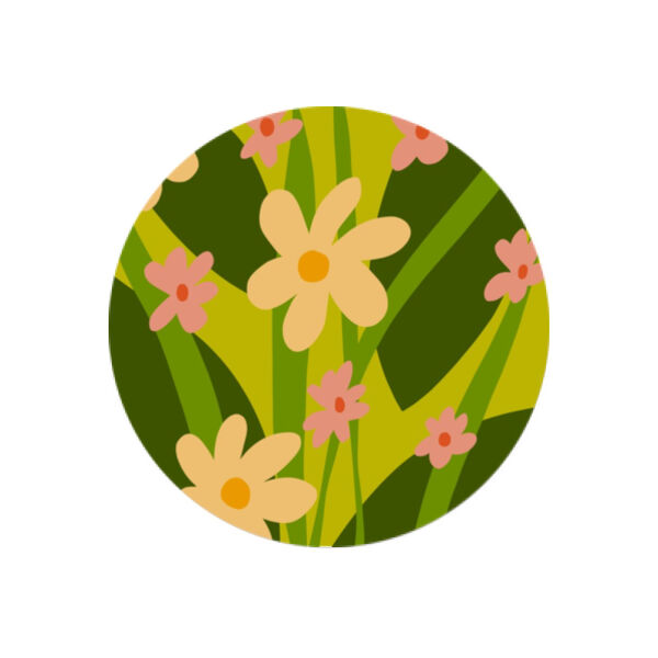 Warhol Inspired Spring Floral Design Pattern - Coaster - Round Ceramic Thumbnail