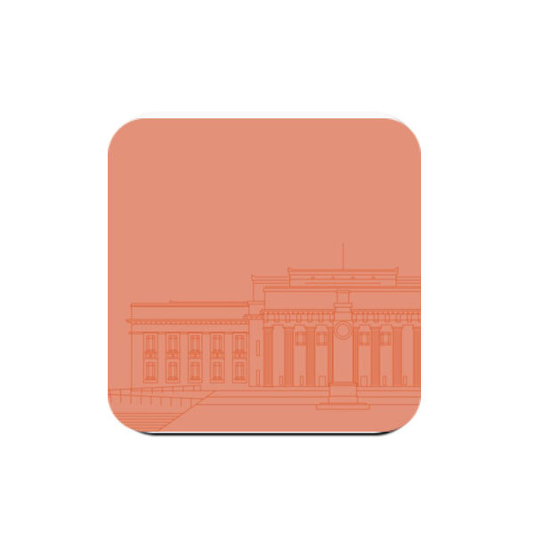 Auckland War Memorial Museum - Minimal Line Art - Coaster - Square Hardboard Thumbnail